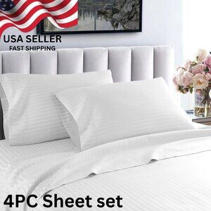 4 PC KING Sweet Home Collection 600 Thread Count Sateen Sheet Set - Ivory